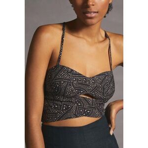 Anthropologie sleeveless cut out tank black white size L